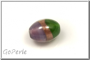 Indische Glasperle, Olive, 12x9mm, green/gold/amethyst, trans., 1 Stk.