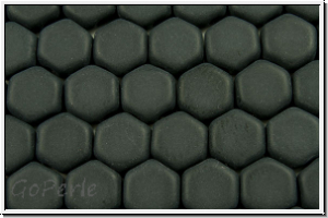 2-Loch-Honeycomb-Beads, 6mm, black, op., matte, 30 Stk.