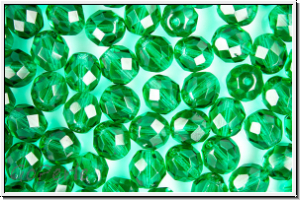 Bhm. Glasschliffperle, feuerpol., 8mm, emerald, trans., 10 Stk.