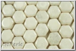 2-Loch-Honeycomb-Beads, 6mm, white, op., luster, 30 Stk.