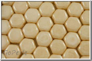 2-Loch-Honeycomb-Beads, 6mm, white, op., champagne luster, 30 Stk.