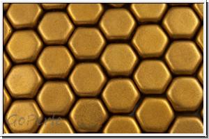 2-Loch-Honeycomb-Beads, 6mm, gold, brass, met., satin, 30 Stk.