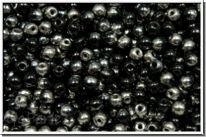 bhm. Glasperle, rund, 3mm, black, op., half chrome, 50 Stk.