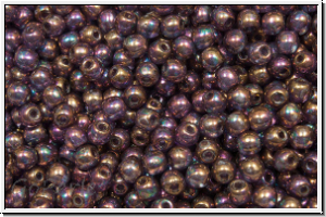 bhm. Glasperle, rund, 3mm, crystal, trans., purple iris., 50 Stk.