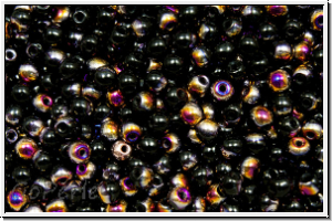 bhm. Glasperle, rund, 3mm, black, op., half sliperit, 50 Stk.