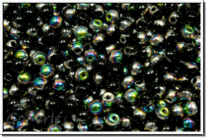 bhm. Glasperle, rund, 3mm, black, op., half vitrail, 50 Stk.