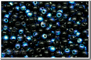 bhm. Glasperle, rund, 3mm, black, op., AB, 50 Stk.