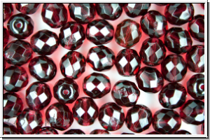 Bhm. Glasschliffperle, feuerpol., 8mm, wine, trans., 10 Stk.