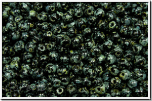 bhm. Glasperle, rund, 3mm, black, op., picasso, 50 Stk.