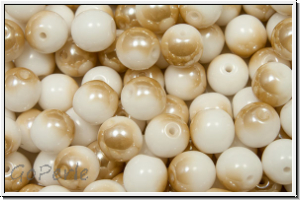 bhm. Glasperle, rund, 6mm, white, alabaster, half honey luster, 25 Stk.