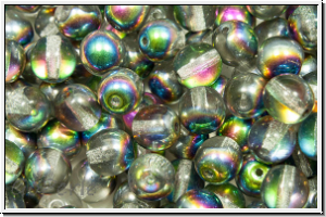 bhm. Glasperle, rund, 6mm, crystal, trans., half vitrail medium, 25 Stk.