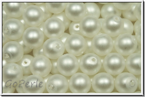 bhm. Glasperle, rund, 6mm, white, alabaster, white pearl, matte, 25 Stk.