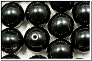 bhm. Glasperle, rund, 12mm, black,op., 1 Stk.