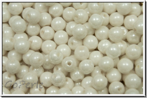 bhm. Glasperle, rund, 4mm, white, alabaster, luster, 50 Stk.