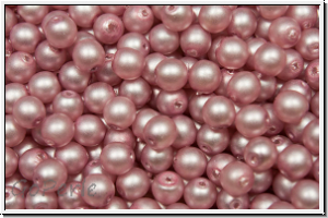 bhm. Glasperle, rund, 4mm, white, alabaster, rose pearl, matte, 50 Stk.