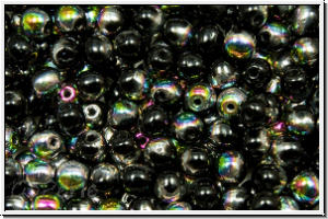 bhm. Glasperle, rund, 4mm, black, op., half vitrail medium, 50 Stk.