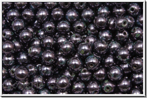 bhm. Glasperle, rund, 4mm, amethyst gunmetal, met., 50 Stk.