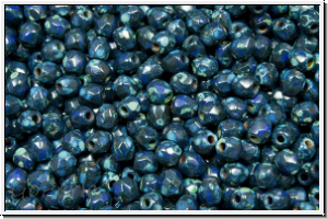 Bhm. Glasschliffperle, feuerpol., 3mm, blue, op., picasso, 50 Stk.