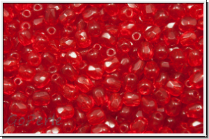 Bhm. Glasschliffperle, feuerpol., 3mm, siam, dk., trans., 50 Stk.