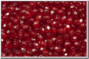 Bhm. Glasschliffperle, feuerpol., 3mm, garnet, trans., 50 Stk.