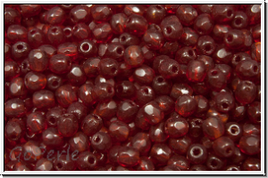 Bhm. Glasschliffperle, feuerpol., 3mm, garnet, dk., trans., 50 Stk.