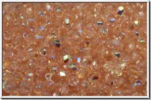 Bhm. Glasschliffperle, feuerpol., 3mm, rosaline, trans., AB, 50 Stk.