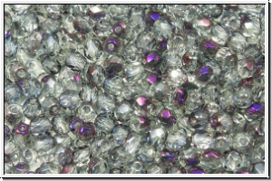 Bhm. Glasschliffperle, feuerpol., 3mm, crystal, trans., half brown flair, 50 Stk.