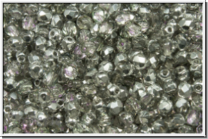 Bhm. Glasschliffperle, feuerpol., 3mm, crystal, trans., half vitrail lt., 50 Stk.