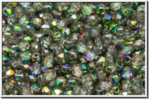 Bhm. Glasschliffperle, feuerpol., 3mm, crystal, trans., half vitrail med., 50 Stk.