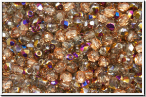 Bhm. Glasschliffperle, feuerpol., 3mm, crystal, trans., half sliperit, 50 Stk.