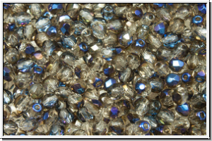 Bhm. Glasschliffperle, feuerpol., 3mm, crystal, trans., half azuro, 50 Stk.