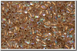 Bhm. Glasschliffperle, feuerpol., 3mm, crystal, trans., copper-ld.,  AB, 50 Stk.