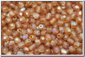 Bhm. Glasschliffperle, feuerpol., 3mm, crystal, trans., orange AB, matte, 50 Stk.