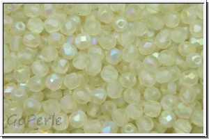 Bhm. Glasschliffperle, feuerpol., 3mm, crystal, trans., green AB, matte, 50 Stk.