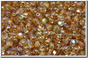 Bhm. Glasschliffperle, feuerpol., 3mm, crystal, trans., brown AB, 50 Stk.