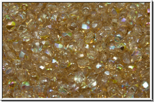 Bhm. Glasschliffperle, feuerpol., 3mm, crystal, trans., lemon AB, 50 Stk.