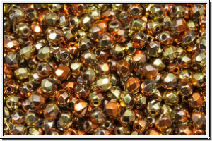 Bhm. Glasschliffperle, feuerpol., 3mm, crystal, trans., california gold rush, 50 Stk.