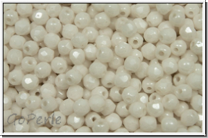 Bhm. Glasschliffperle, feuerpol., 3mm, white, op., luster, 50 Stk.