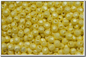 Bhm. Glasschliffperle, feuerpol., 3mm, white, alabaster, soft pastel yellow, 50 Stk.