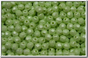 Bhm. Glasschliffperle, feuerpol., 3mm, white, alabaster, soft pastel green, 50 Stk.