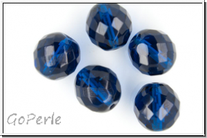 Bhm. Glasschliffperle, feuerpol., 14mm, capri blue, trans., 5 Stk.