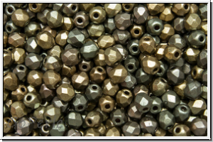 Bhm. Glasschliffperle, feuerpol., 3mm, purple-golden-MIX, pale, met., satin, 50 Stk.