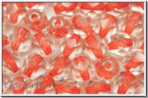 Bhm. Glasschliffperle, feuerpol., 6mm, crystal, trans., red-ld., 25 Stk.