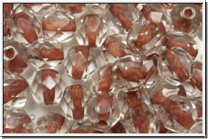 Bhm. Glasschliffperle, feuerpol., 6mm, crystal, trans., blush-ld., 25 Stk.