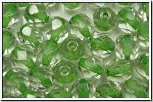 Bhm. Glasschliffperle, feuerpol., 6mm, crystal, trans., mint-ld., 25 Stk.