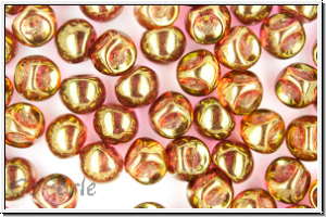 Mushroom Beads, 9mm, crystal, trans., orange bronze luster, 10 Stk.