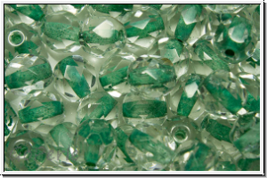 Bhm. Glasschliffperle, feuerpol., 6mm, crystal, trans., seafoam-ld., 25 Stk.