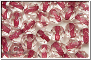 Bhm. Glasschliffperle, feuerpol., 6mm, crystal, trans., dk. red-ld., 25 Stk.