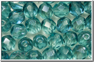 Bhm. Glasschliffperle, feuerpol., 6mm, aqua, trans., blue lagoon, 25 Stk.