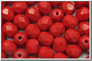 Bhm. Glasschliffperle, feuerpol., 6mm, red, op., 25 Stk.